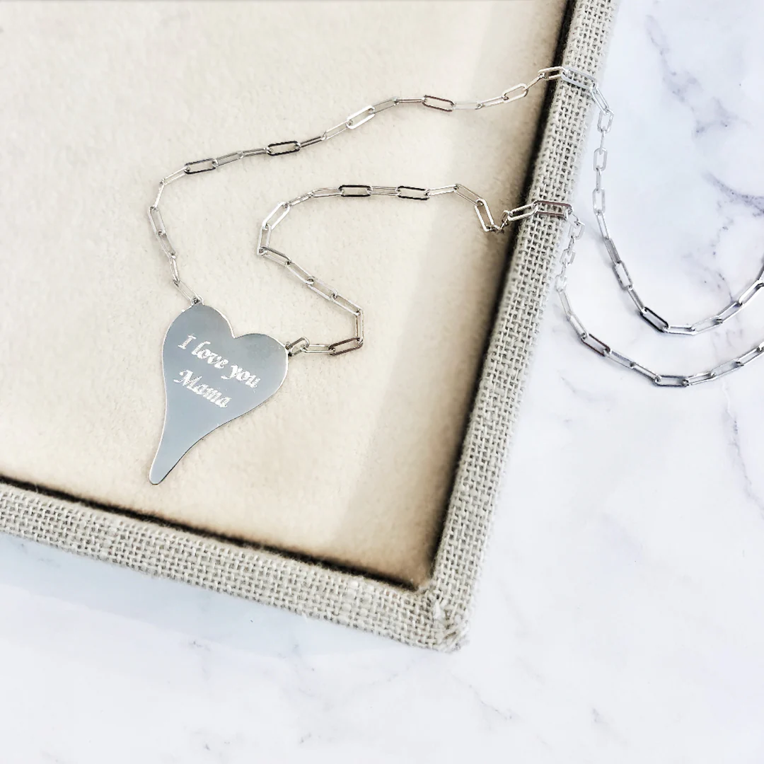 I Love You Mama Heart Necklace in Sterling Silver - Image 3
